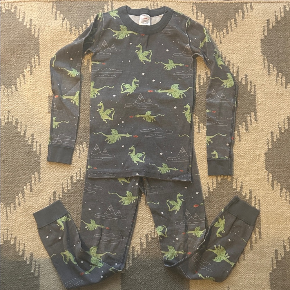 Kids Dragon Pajamas - Steel Blue and Green